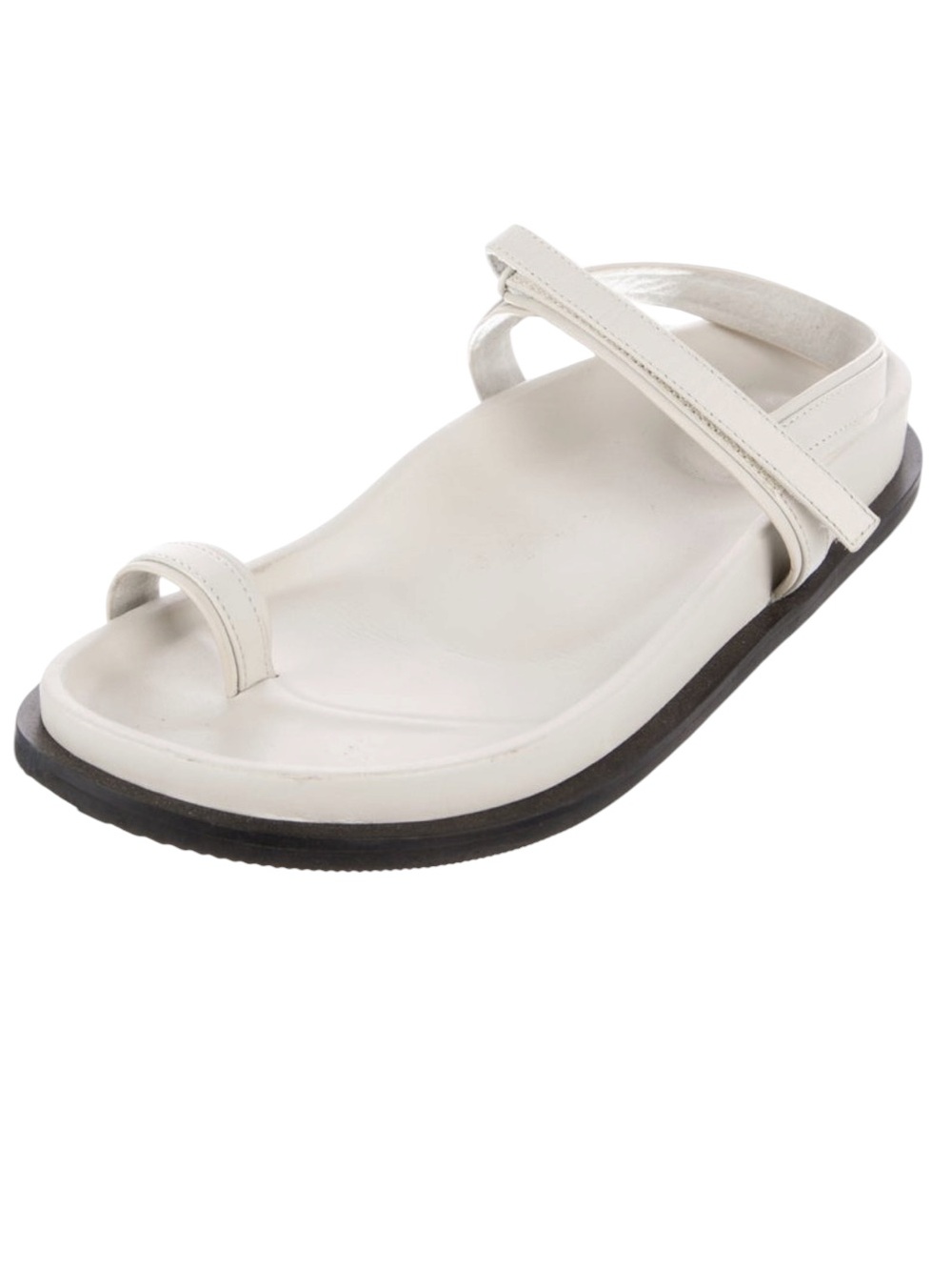 Ends Tonight St. Agni Keko White Leather Sandal Toe Ring Velcro Ankle Strap - Picture 6 of 6